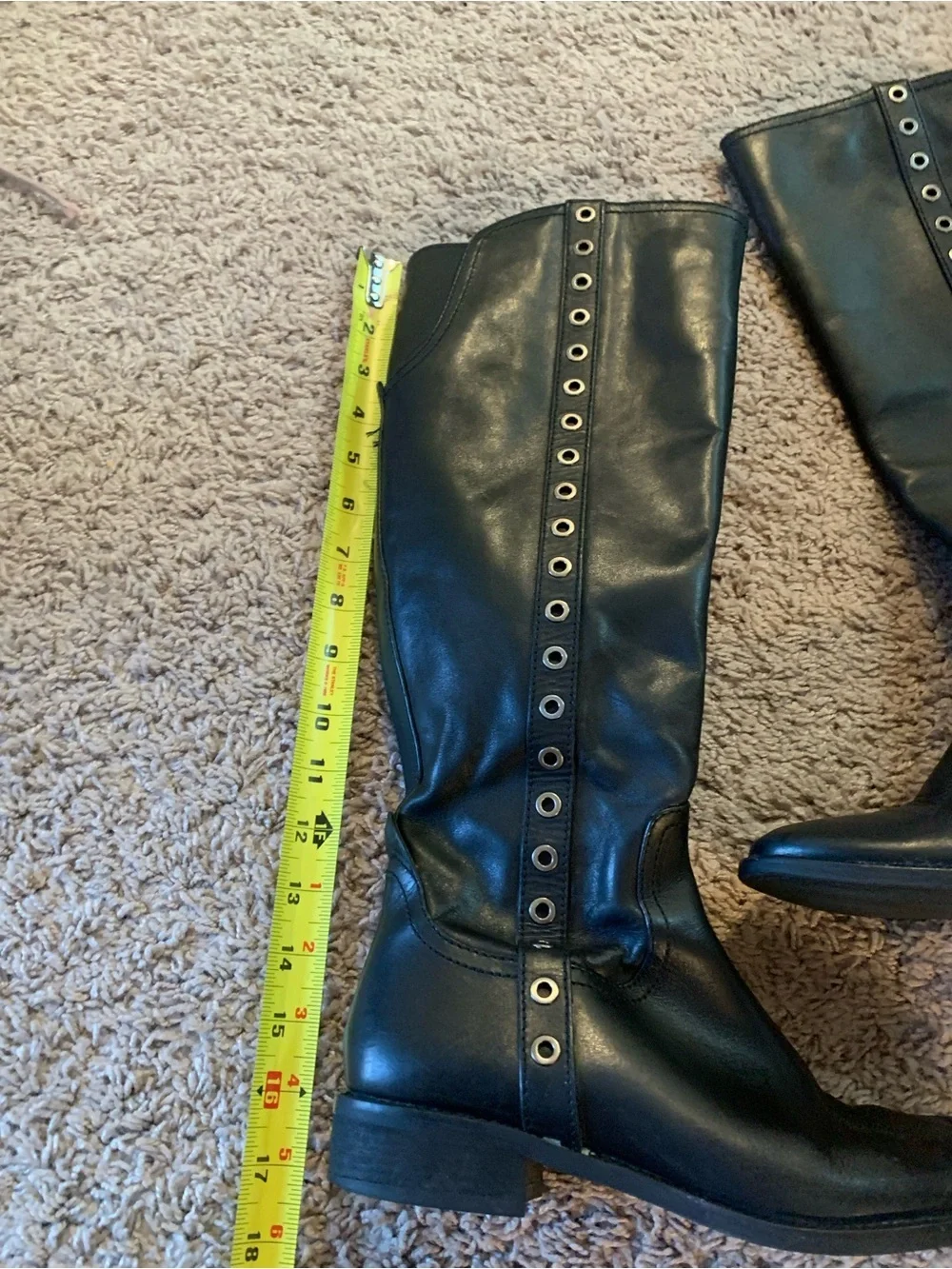 Michael Kors Dora Grommet Eyelets Tall Riding Boots Leather Equestrian Black